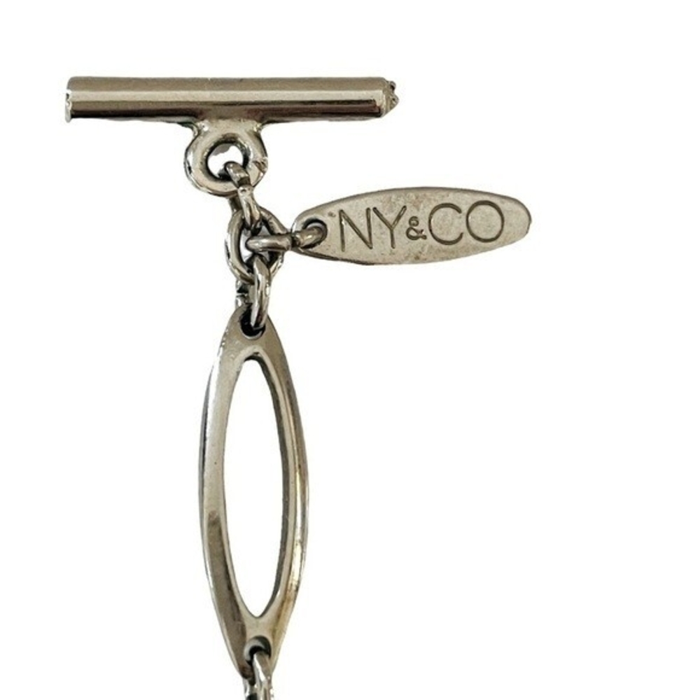 NY&Co Silver Tone Oval Link Chain Choker Necklace Pendant Clasp Costume Jewelry - Picture 6 of 6